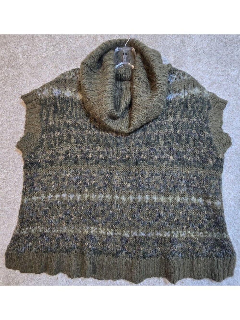 Free People Sweater Turtleneck Green Wool Blend Oversized Tunic Women's Small